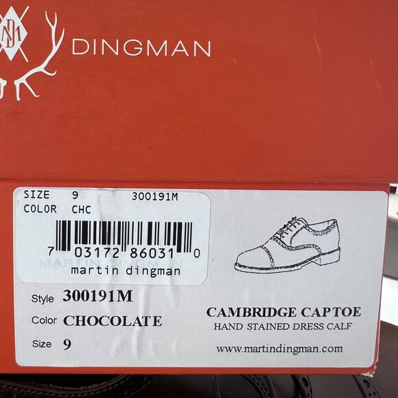 Martin Dingman Cambridge Cap Toe Dress Shoes Chocolate 300191M Men\'s 9 Tried On main image 4